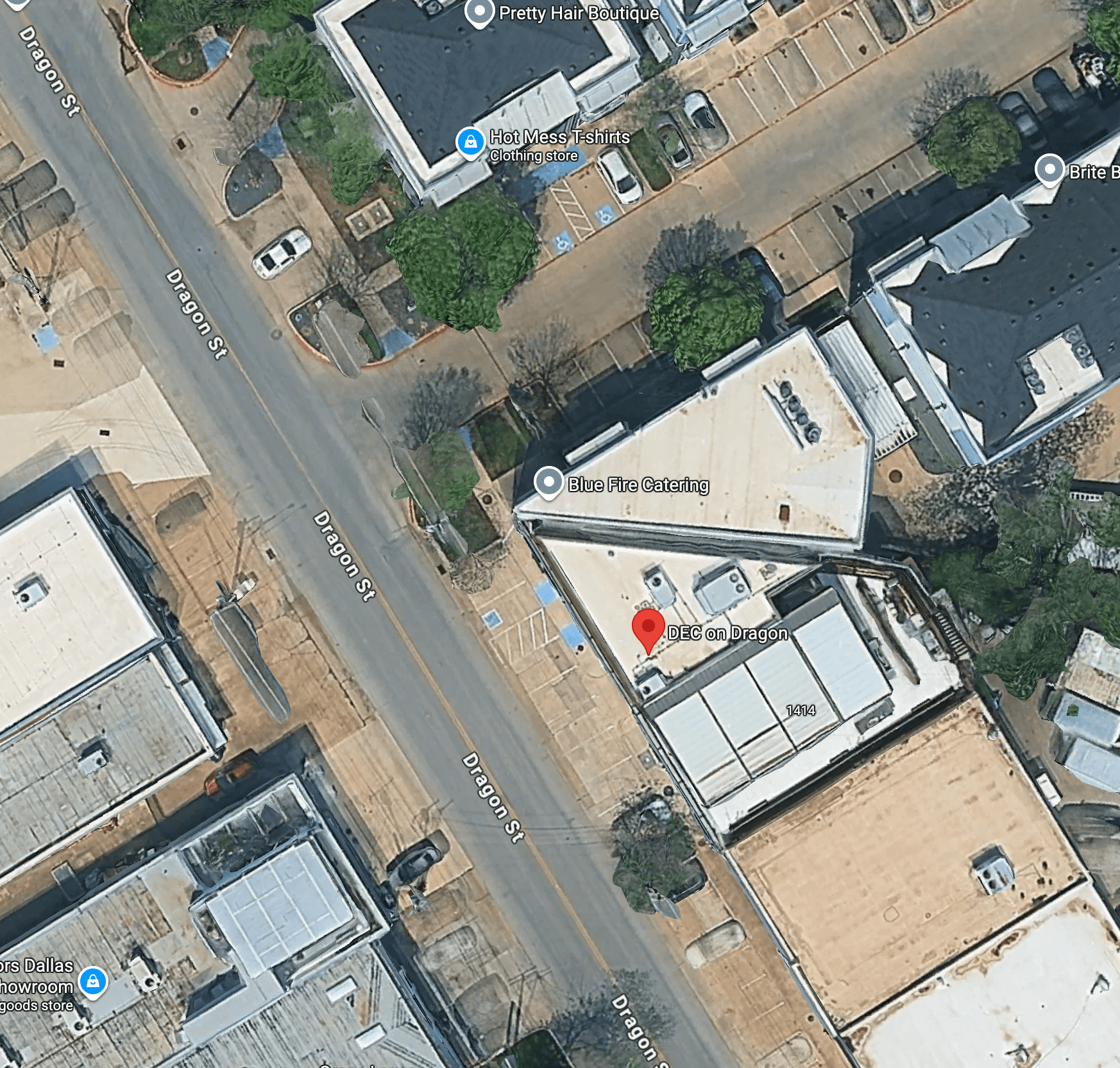 Satellite map showing DEC on Dragon beside Dragon Street